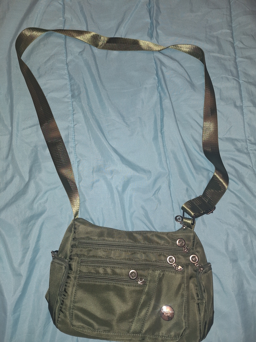 Amazon NWOT Olive Green Nylon Crossbody Bag